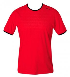 Футболка Skinfit Aero Loose-Fit Shirt красная с черной окантовкой и логотипом на плече